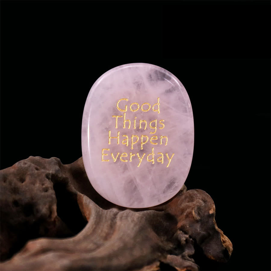 Olivenorma "Good Things Happen Everyday" Engraved Pocket Calming Worry Stone - Rose Quartz - Airbag Bracket &Gemstone - image 19