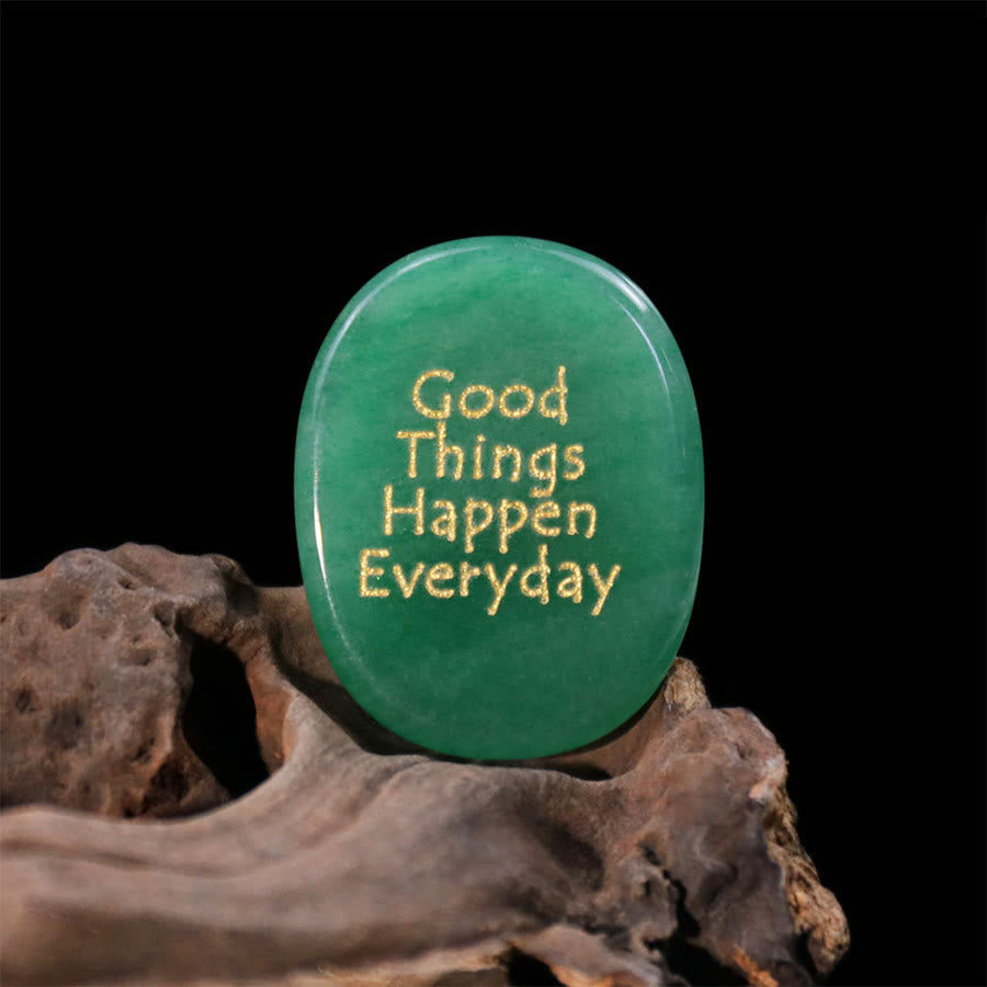 Olivenorma "Good Things Happen Everyday" Engraved Pocket Calming Worry Stone - Green Aventurine - Airbag Bracket &Gemstone - image 6