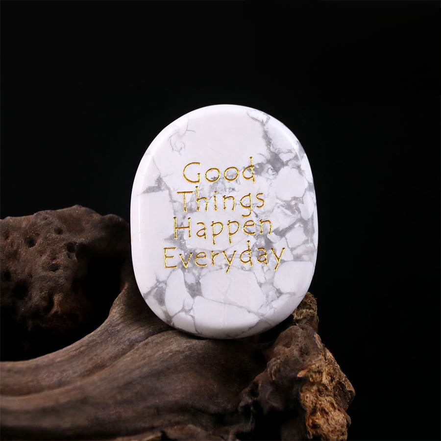 Olivenorma "Good Things Happen Everyday" Engraved Pocket Calming Worry Stone - Howlite - Airbag Bracket &Gemstone - image 17
