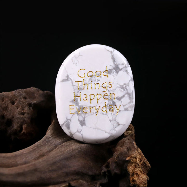Olivenorma "Good Things Happen Everyday" Engraved Pocket Calming Worry Stone - Howlite - Airbag Bracket &Gemstone - image 17