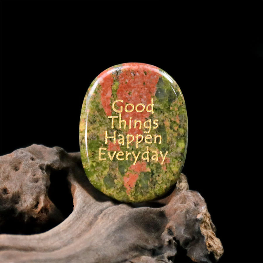Olivenorma "Good Things Happen Everyday" Engraved Pocket Calming Worry Stone - Unakite - Airbag Bracket &Gemstone - image 28