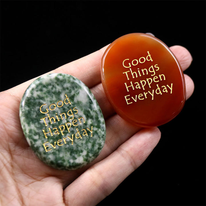 Olivenorma "Good Things Happen Everyday" Engraved Pocket Calming Worry Stone - image 2