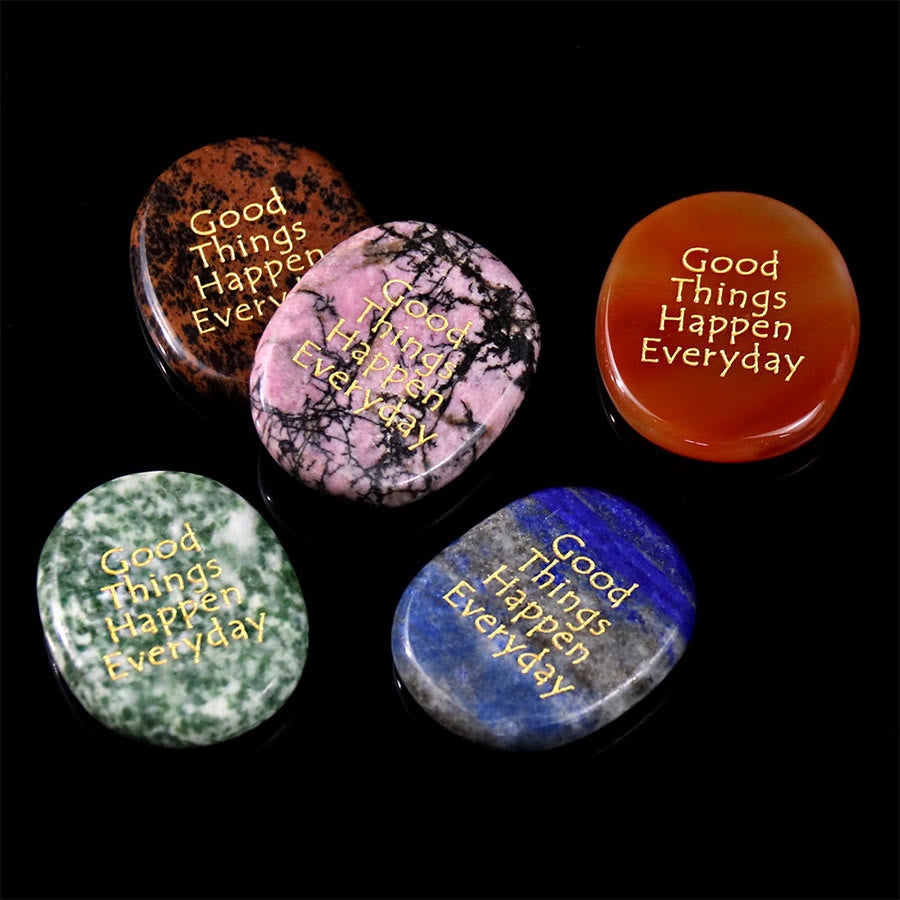 Olivenorma "Good Things Happen Everyday" Engraved Pocket Calming Worry Stone - image 1