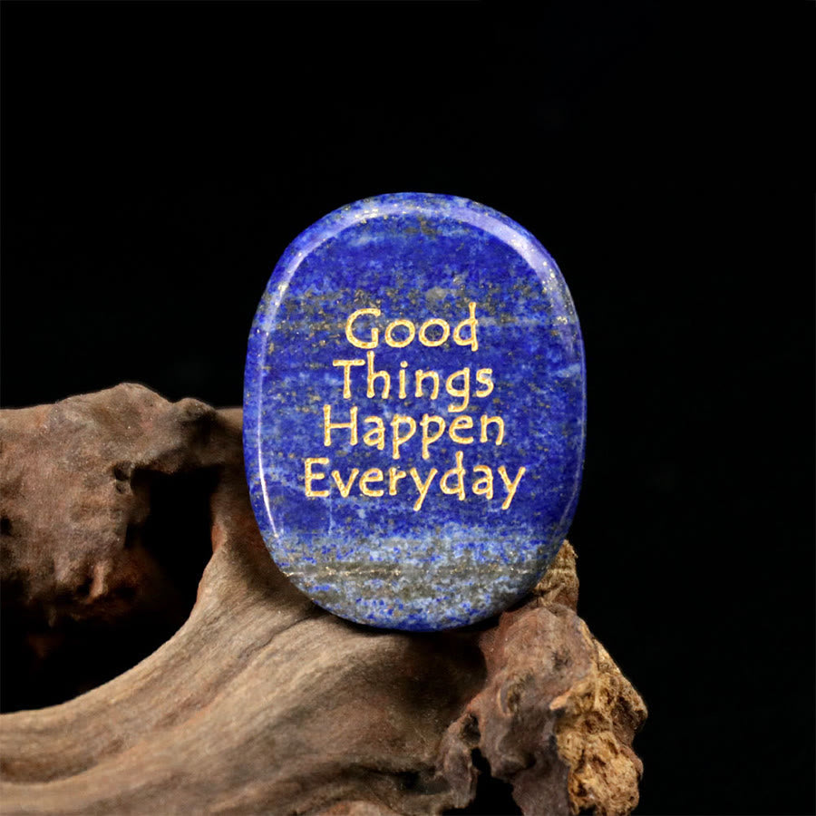 Olivenorma "Good Things Happen Everyday" Engraved Pocket Calming Worry Stone - Lapis Lazuli - Airbag Bracket &Gemstone - image 26