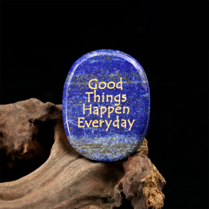 Olivenorma "Good Things Happen Everyday" Engraved Pocket Calming Worry Stone - Lapis Lazuli - Airbag Bracket &Gemstone - image 26