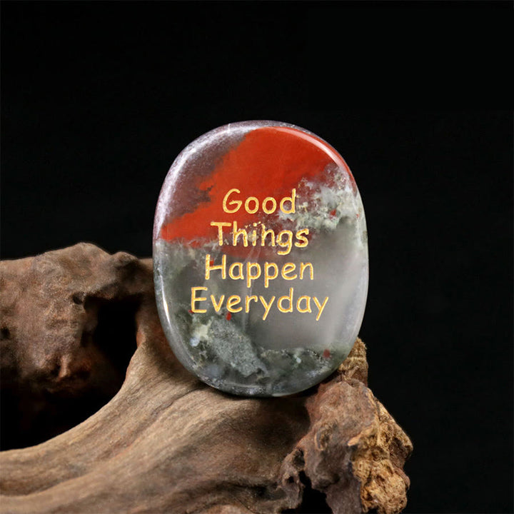 Olivenorma "Good Things Happen Everyday" Engraved Pocket Calming Worry Stone - African Bloodstone - Airbag Bracket &Gemstone - image 31