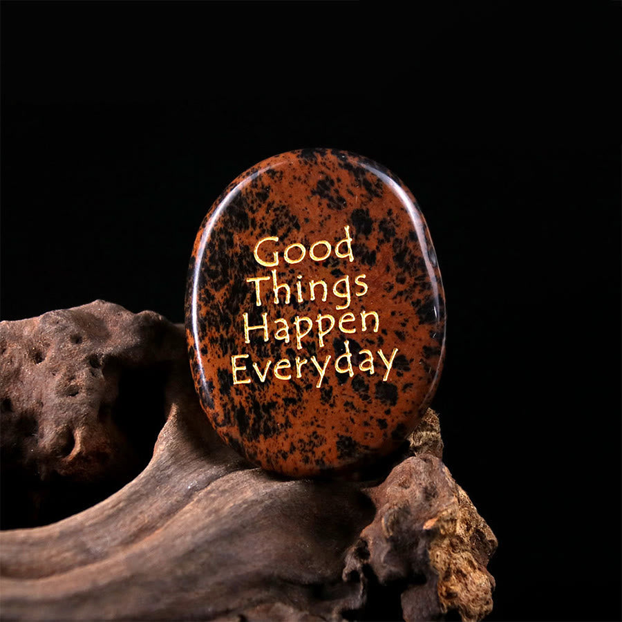 Olivenorma "Good Things Happen Everyday" Engraved Pocket Calming Worry Stone - Gold Swan Jasper - Airbag Bracket &Gemstone - image 10