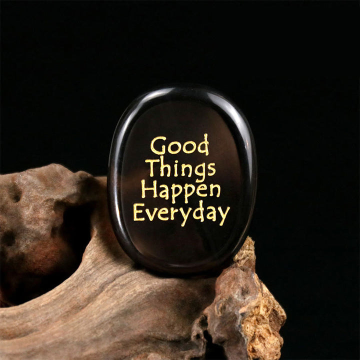 Olivenorma "Good Things Happen Everyday" Engraved Pocket Calming Worry Stone - Ice Obsidian - Airbag Bracket &Gemstone - image 37