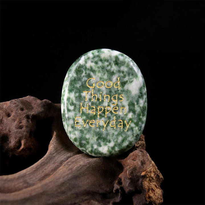 Olivenorma "Good Things Happen Everyday" Engraved Pocket Calming Worry Stone - Serpentine - Airbag Bracket &Gemstone - image 24