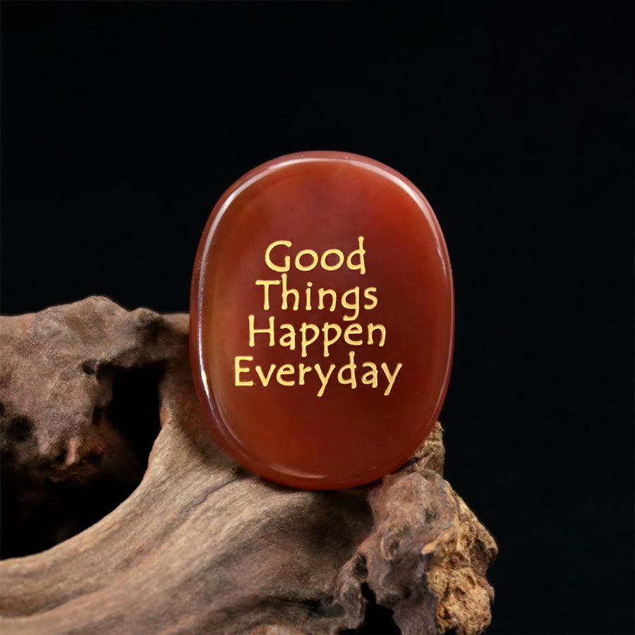 Olivenorma "Good Things Happen Everyday" Engraved Pocket Calming Worry Stone - Red Agate - Airbag Bracket &Gemstone - image 15