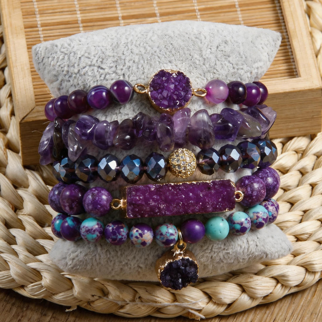 Olivenorma The Ultimate Calm & Destress 5-Bracelet Set - Amethyst - image 0