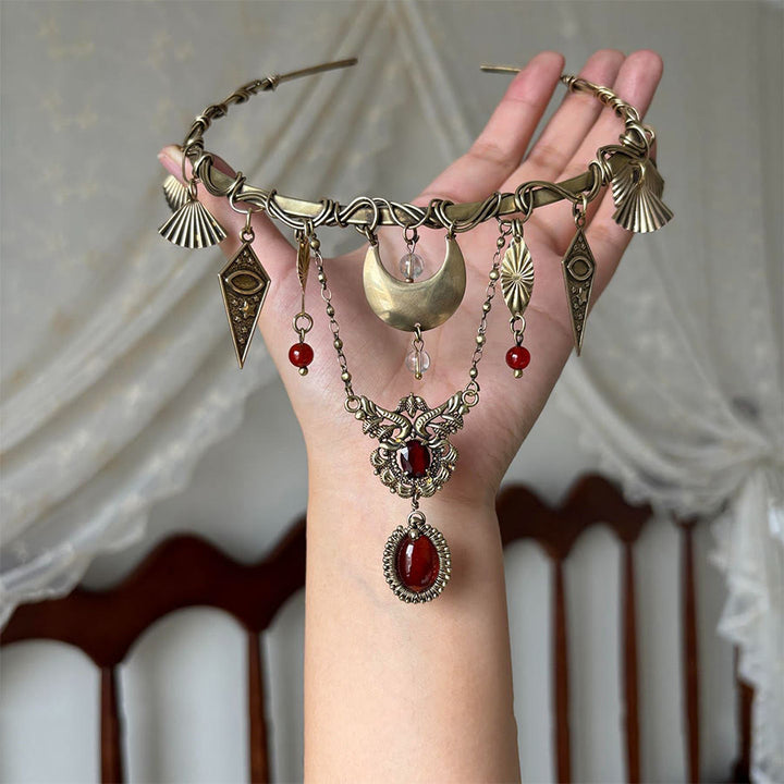 Olivenorma Witchy Evil Eye & Moon Phase Metal Statement Choker Necklace - Crescent Moon - image 4