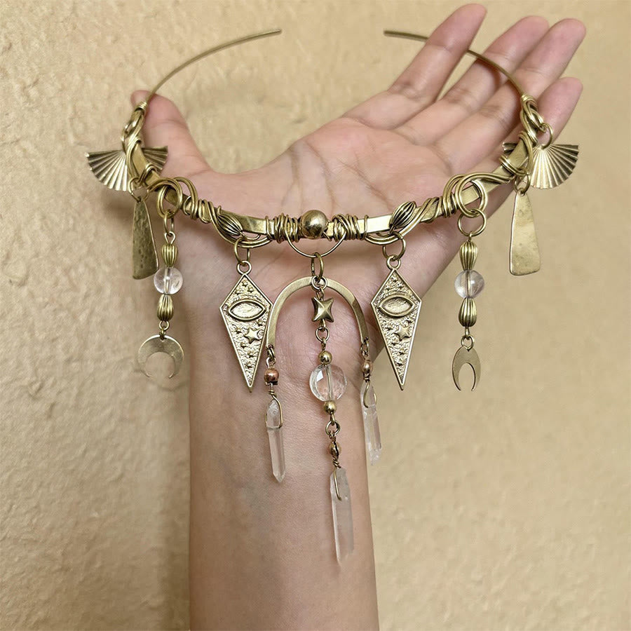Olivenorma Witchy Evil Eye & Moon Phase Metal Statement Choker Necklace - image 1