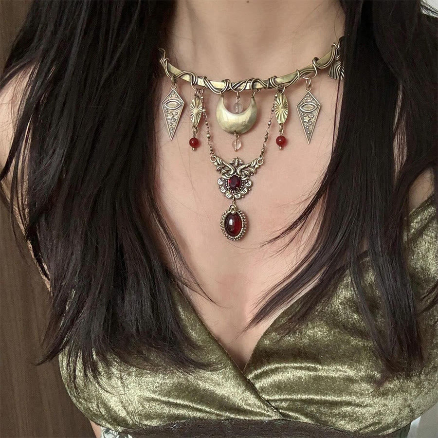 FREE Today: Red Crystal Moon Pagan Goddess Witch's Oath Choker Necklace - image 1
