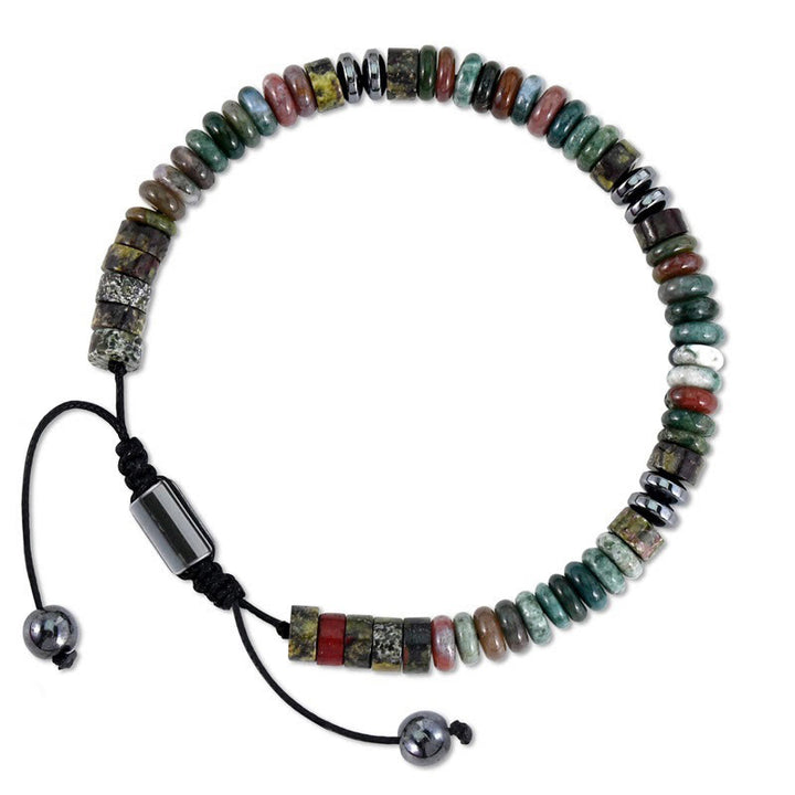 Olivenorma Artisan Multi-Stone Disc Bead Sliding Knot Adjustable Bracelet - image 2