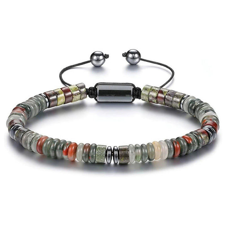 Olivenorma Artisan Multi-Stone Disc Bead Sliding Knot Adjustable Bracelet - Natural Stone - image 0