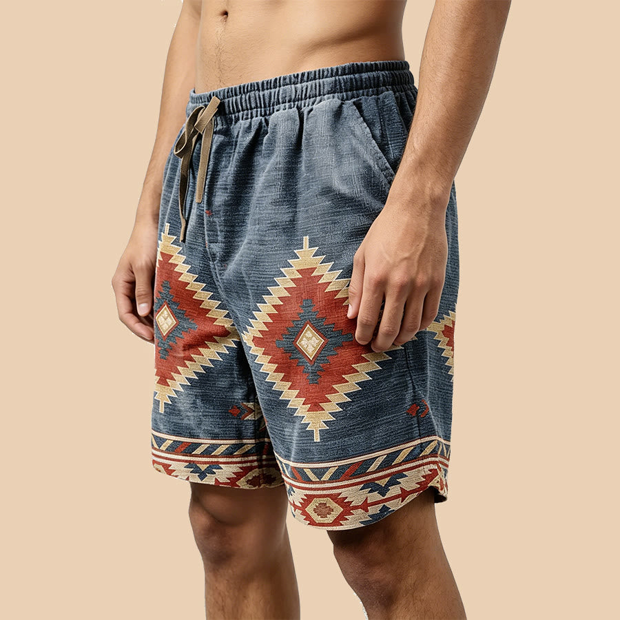 Olivenorma Western Aztec Geometric Print Casual Men's Short Pants - image 1