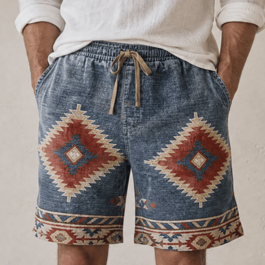 Olivenorma Western Aztec Geometric Print Casual Men's Short Pants - image 3