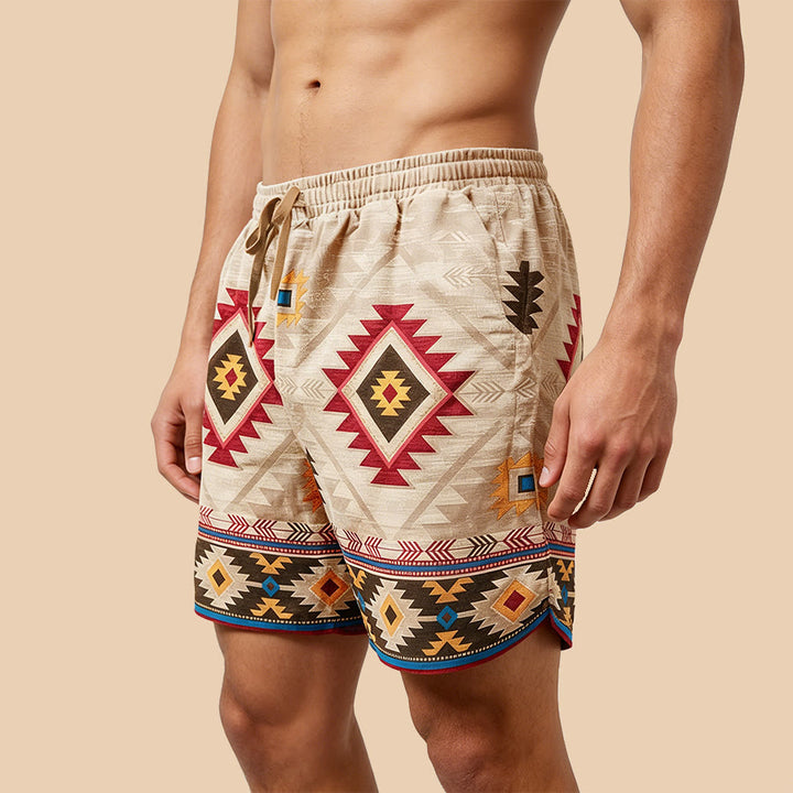 Olivenorma Vintage Tribal Geometric Casual Men's Short Pants - image 1