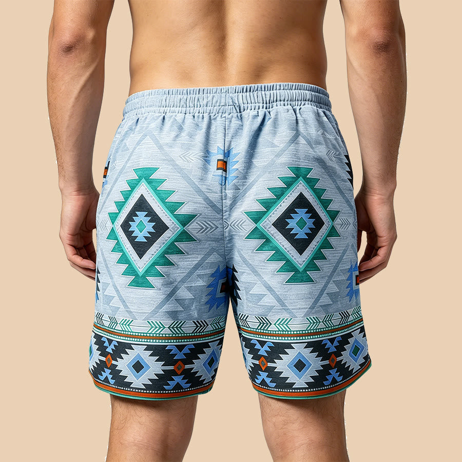Olivenorma Vintage Tribal Geometric Casual Men's Short Pants - image 8