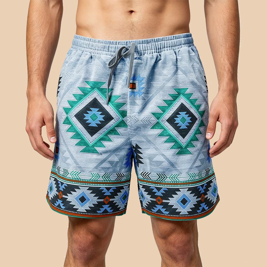Olivenorma Vintage Tribal Geometric Casual Men's Short Pants - Blue - 5XL - image 6