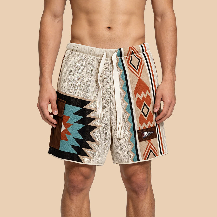 Olivenorma Knitted Tribal Geometric Print Casual Men's Short Pants - 5XL - image 0
