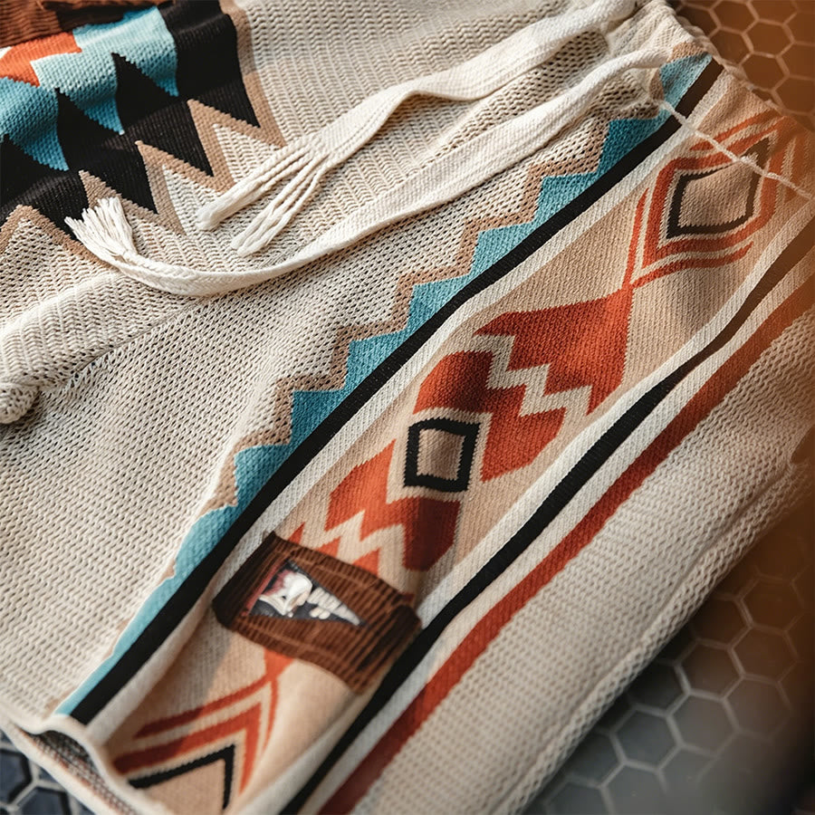 Olivenorma Knitted Tribal Geometric Print Casual Men's Short Pants - image 9