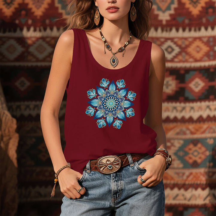 Olivenorma Mystical Moon Phase Floral Orbit Graphic Print Women's Tank - image 7