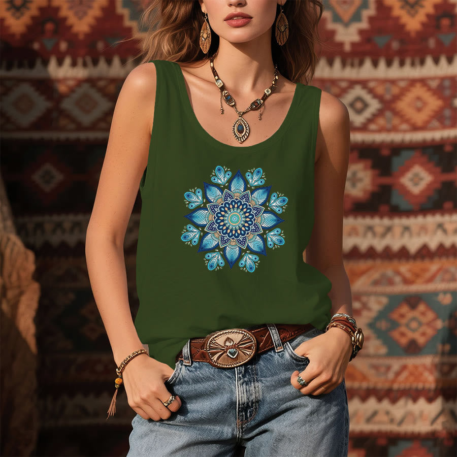 Olivenorma Mystical Moon Phase Floral Orbit Graphic Print Women's Tank - image 9