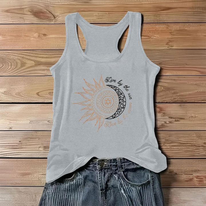 Olivenorma Spiritual Sun Moon Slogan Graphic Print Women's Tank - Gray - 3XL - image 6