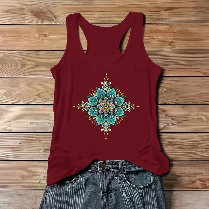 Olivenorma Boho Mandala Ornament Print Women's Tank - Red - 3XL - image 8