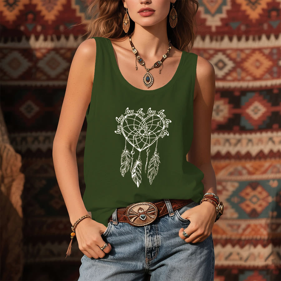 Olivenorma Heart Dreamcatcher & Love Slogan Graphic Print Women's Tank - image 9