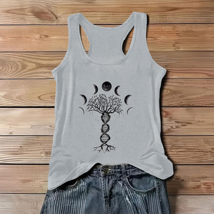 Olivenorma DNA Tree of Life & Moon Phase Graphic Print Women's Tank - Gray - 3XL - image 4