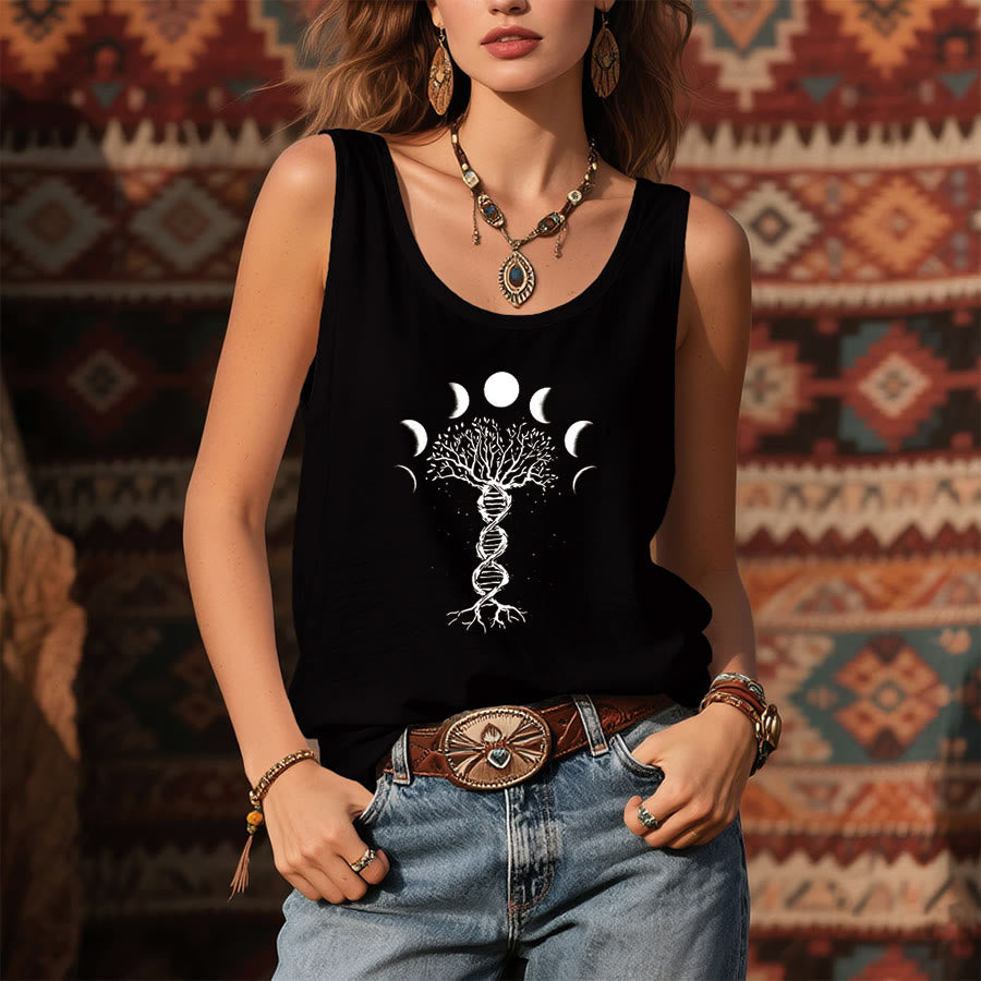 Olivenorma DNA Tree of Life & Moon Phase Graphic Print Women's Tank - image 1