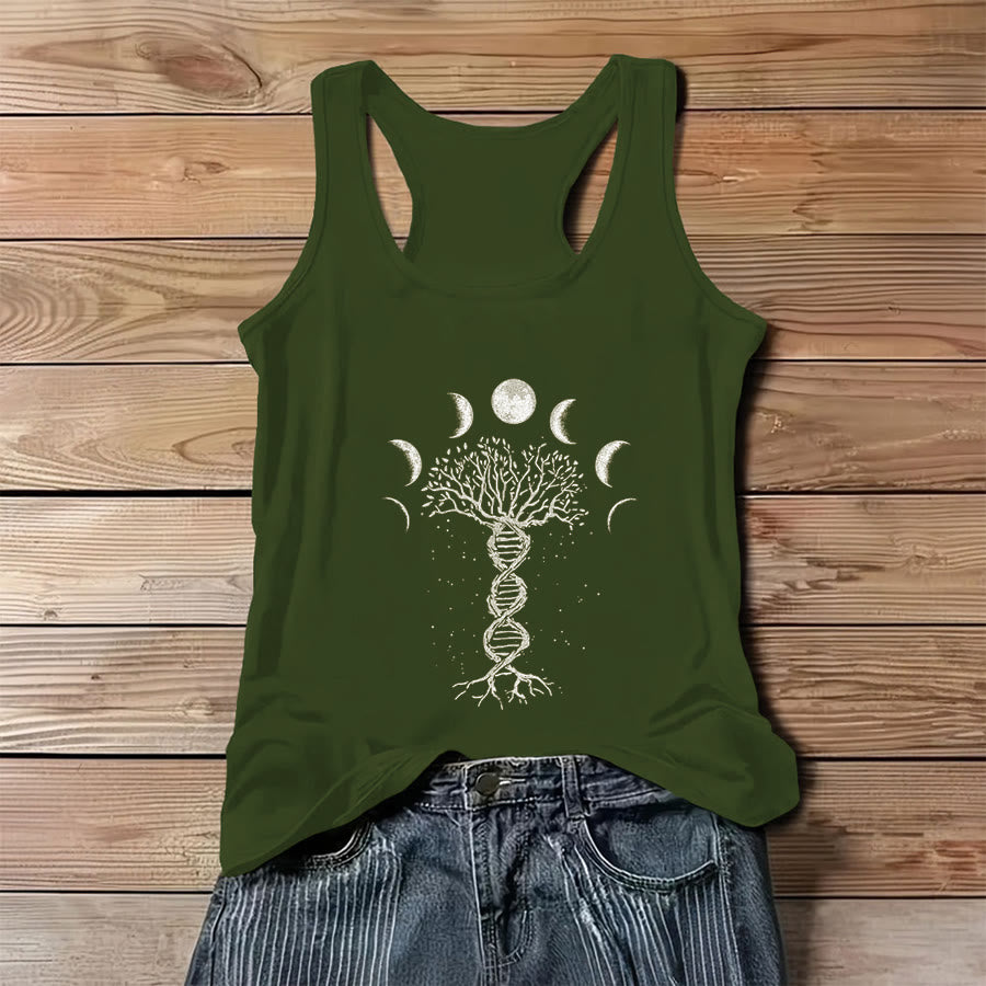 Olivenorma DNA Tree of Life & Moon Phase Graphic Print Women's Tank - Green - 3XL - image 8