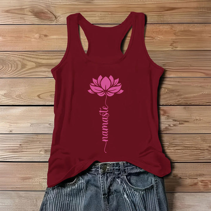 Olivenorma Namaste Lotus Flower Graphic Print Women's Tank - Red - 3XL - image 6