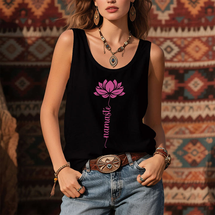 Olivenorma Namaste Lotus Flower Graphic Print Women's Tank - image 3