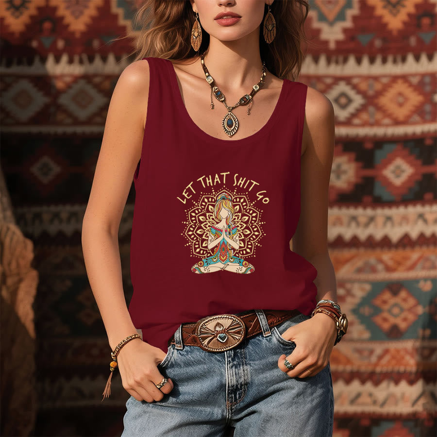 Olivenorma Artistic Yoga Woman with Mandala & Slogan Print Women's Tank - image 7