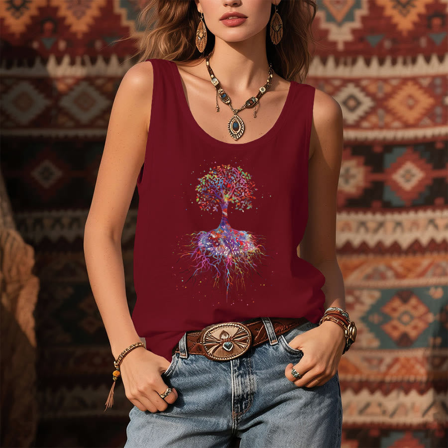 Olivenorma Watercolor Tree of Life Graphic Print Women's Tank - image 7