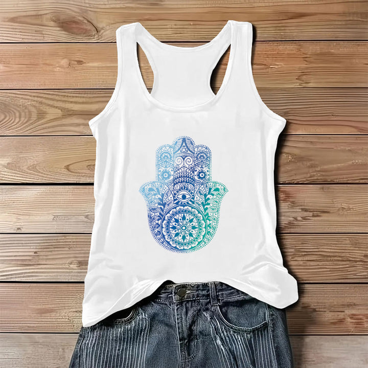 Olivenorma "Palm of Protection" Gradient Hamsa Hand Women's Tank - White - 3XL - image 4