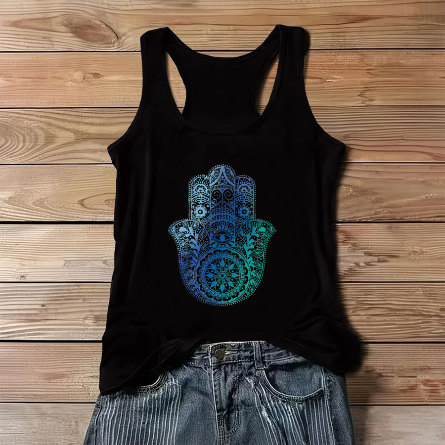 Olivenorma "Palm of Protection" Gradient Hamsa Hand Women's Tank - Black - 3XL - image 2
