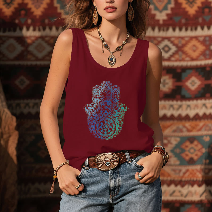 Olivenorma "Palm of Protection" Gradient Hamsa Hand Women's Tank - image 9