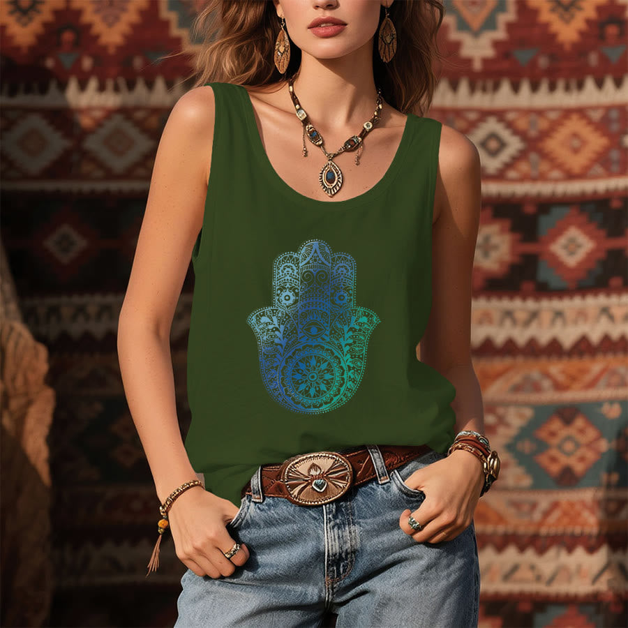Olivenorma "Palm of Protection" Gradient Hamsa Hand Women's Tank - image 1