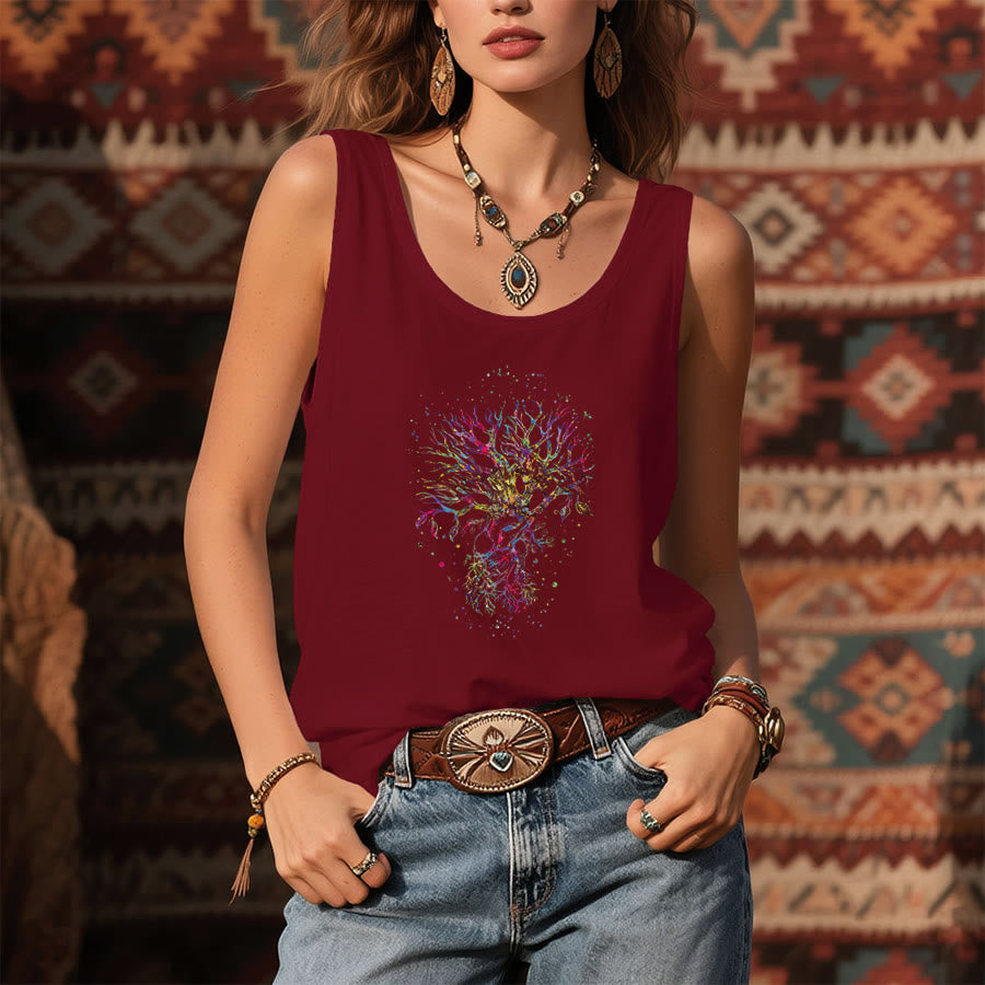 Olivenorma Branches of Light Watercolor Glitter Tree of Life Women's Tank - image 5