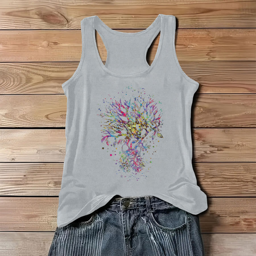 Olivenorma Branches of Light Watercolor Glitter Tree of Life Women's Tank - Gray - 3XL - image 0