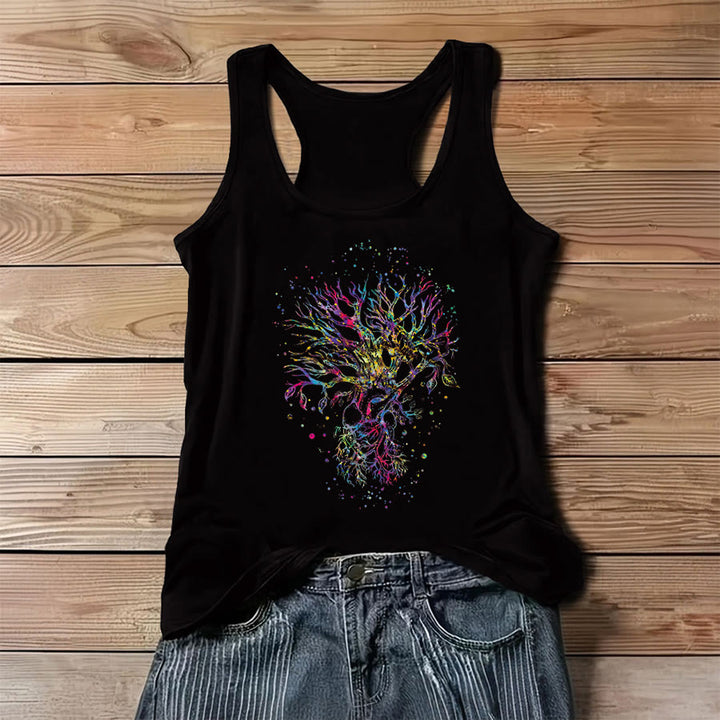 Olivenorma Branches of Light Watercolor Glitter Tree of Life Women's Tank - Black - 3XL - image 6