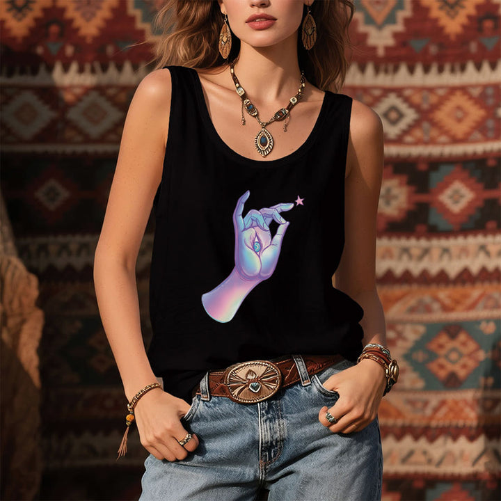 Olivenorma Magic in the Hand Holographic Hand & Evil Eye Women's Tank - image 5