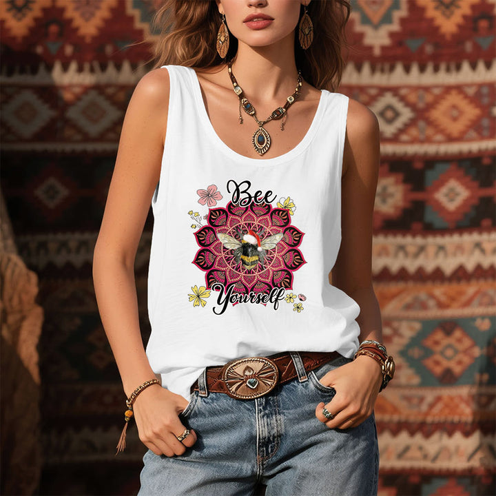 Olivenorma Bee Yourself Christmas Bee Mandala Women's Tank - image 3