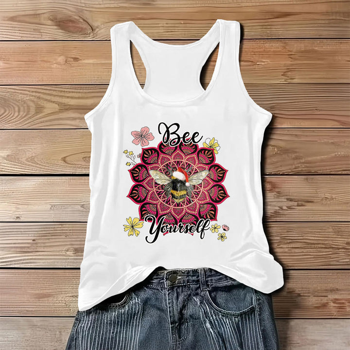 Olivenorma Bee Yourself Christmas Bee Mandala Women's Tank - White - 3XL - image 2