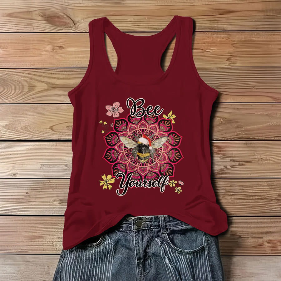 Olivenorma Bee Yourself Christmas Bee Mandala Women's Tank - Red - 3XL - image 0